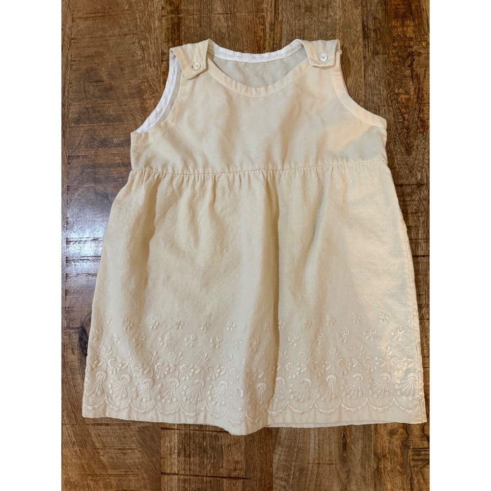 Vintage Handmade Girls Ivory Embroidered  Dress Heirloom Christening Estate Find